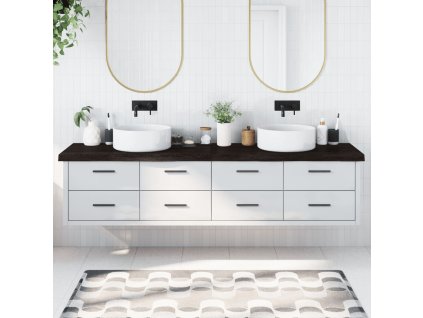 vidaXL Kúpeľňová doska tmavohnedá 220x60x(2-6) cm ošetrený masív
