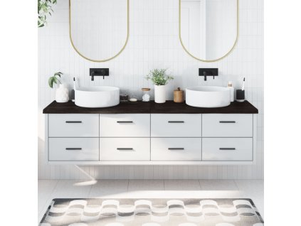 vidaXL Kúpeľňová doska tmavohnedá 200x60x(2-4) cm ošetrený masív