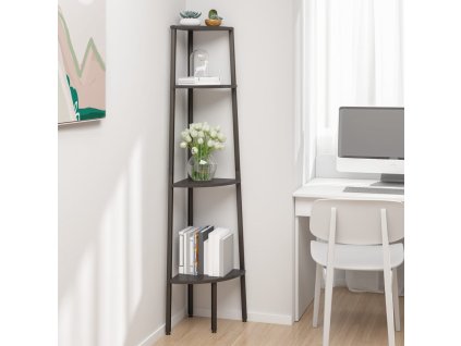 vidaXL 4-poschodová rohová polica čierna 45,5x31,5x150 cm