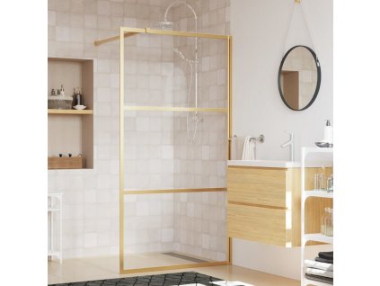 vidaXL Sprchová zástena s priehľadným ESG sklom, zlatá 100x195 cm