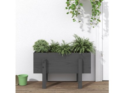 vidaXL Záhradný kvetináč sivý 62x30x38 cm borovicový masív