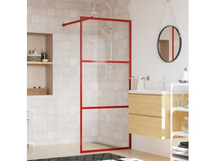 vidaXL Sprchová zástena s priehľadným ESG sklom, červená 80x195 cm
