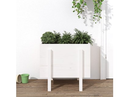 vidaXL Záhradný kvetináč biely 62x50x57 cm borovicový masív