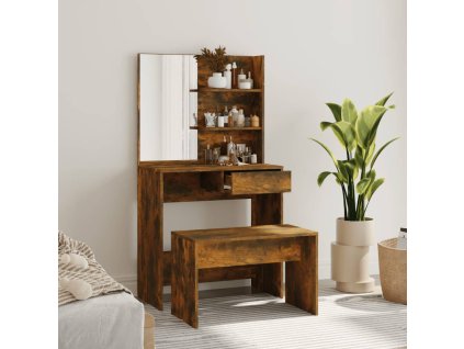 vidaXL Sada toaletného stolíka dymový dub 74,5x40x141 cm