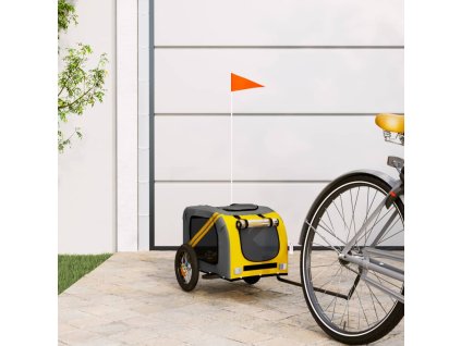 vidaXL Cyklovozík pre zvieratá, žtlo sivý, oxfordská látka, železo