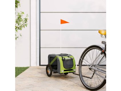 vidaXL Cyklovozík pre zvieratá, zeleno sivý, oxfordská látka, železo