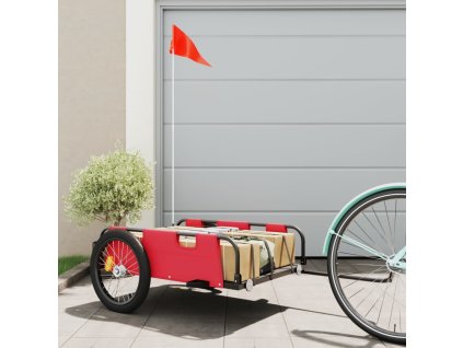 vidaXL Príves na bicykel, červený, oxfordská látka, železo