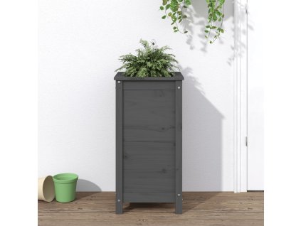 vidaXL Záhradný kvetináč sivý 40x40x78 cm borovicový masív