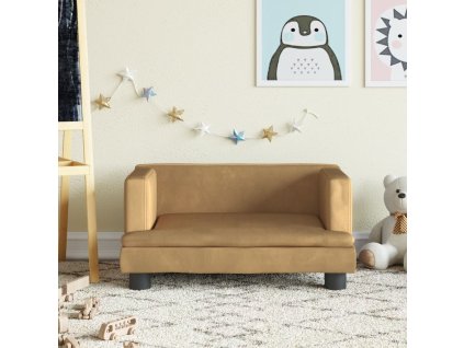 vidaXL Detská pohovka hnedá 60x40x30 cm zamat