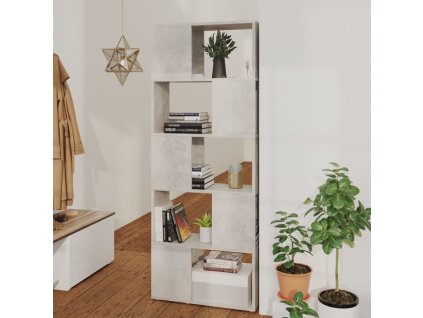 vidaXL Knižnica/deliaca stena betónová sivá 60x24x155 cm drevotrieska