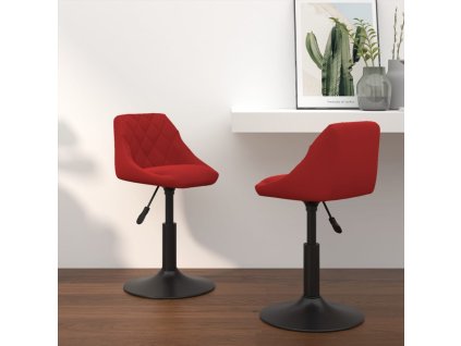 vidaXL Otočné jedálenské stoličky 2 ks vínovo-červené zamatové