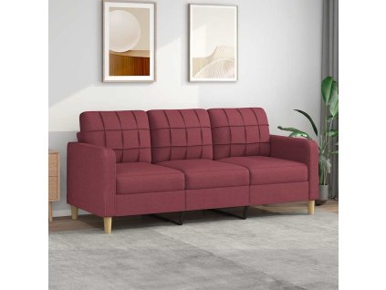 vidaXL 3-miestna pohovka vínovo-červená 180 cm látka