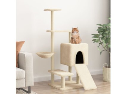 vidaXL Škrabadlo pre mačky so sisalovými stĺpikmi krémové 130,5 cm