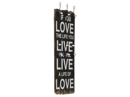 vidaXL Nástenný vešiak na kabáty so 6 háčikmi 120x40 cm LOVE LIVE