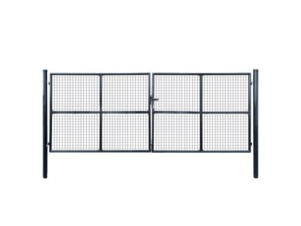 vidaXL Brána zo sieťoviny a galvanizovanej ocele 400x150 cm šedá