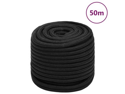 vidaXL Lodné lano čierne 18 mm 50 m polypropylén
