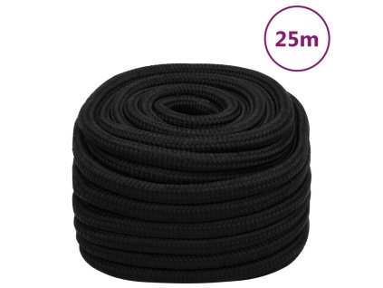 vidaXL Pracovné lano čierne 20 mm 25 m polyester