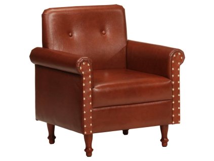 vidaXL Klubové kreslo, hnedé, pravá koža