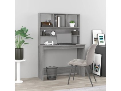 vidaXL Stôl s policami sivý dub sonoma 102x45x148cm spracované drevo