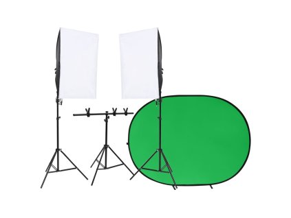 vidaXL Fotografické štúdiové vybavenie s osvetlením a pozadím