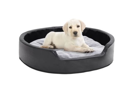 vidaXL Pelech pre psa čierno-sivý 79x70x19 cm plyš a umelá koža