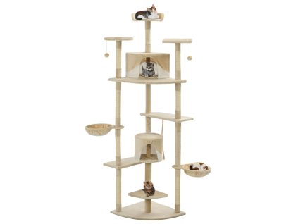 vidaXL Škrabadlo pre mačky so sisalovými stĺpikmi 203 cm, béžovo biele