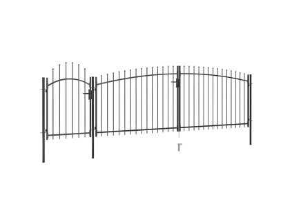 vidaXL Záhradná plotová brána s hrotmi 5x2 m, čierna