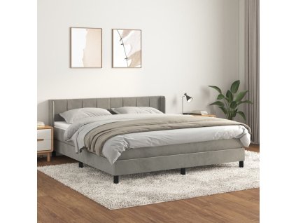 vidaXL Posteľný rám boxsping s matracom bledosivý 160x200 cm zamat