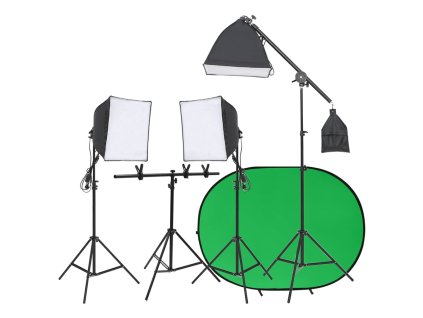 vidaXL Fotografické štúdiové vybavenie s osvetlením a pozadím