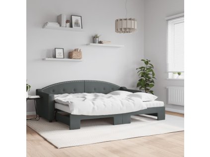 vidaXL Rozkladacia denná posteľ s matracmi tmavosivá 80x200 cm látka