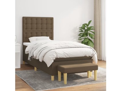 vidaXL Posteľný rám boxsping s matracom hnedý 90x200 cm látka