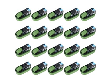 vidaXL Upínacie popruhy s račňou 20 ks 800 daN 6 m zelené