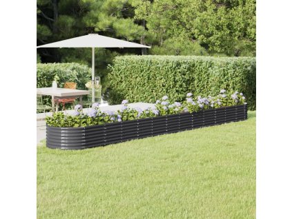 vidaXL Vyvýšený záhradný záhon práškovaná oceľ 512x80x36 cm antracit