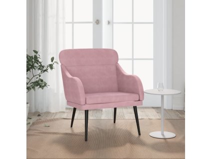 vidaXL Kreslo ružové 63x76x80 cm zamat