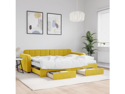 vidaXL Rozkladacia denná posteľ s matracmi žltá 80x200 cm zamat