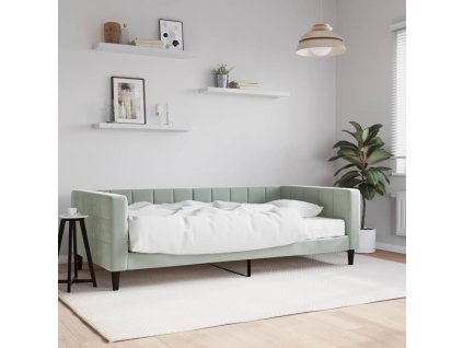 vidaXL Denná posteľ s matracom bledosivá 100x200 cm zamat