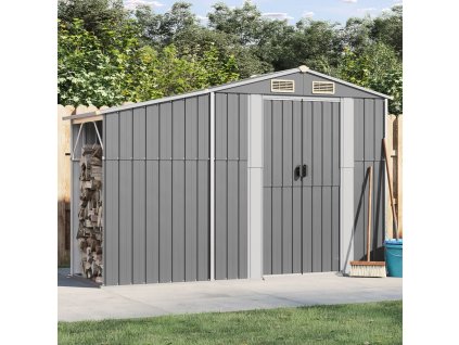 vidaXL Záhradná kôlňa sivá 277x93x179 cm pozinkovaná oceľ