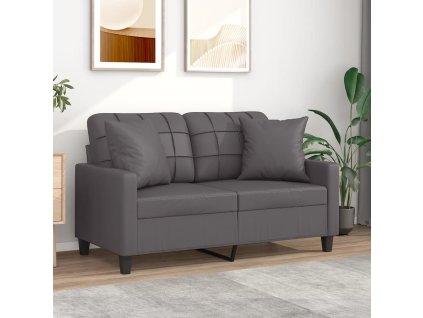 vidaXL 2-miestna pohovka s vankúšmi sivá 120 cm umelá koža