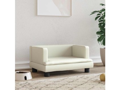 vidaXL Pelech pre psa krémový 60x40x30 cm umelá koža