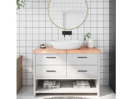 vidaXL Kúpeľňová doska bledohnedá 120x60x(2-6) cm ošetrený masív