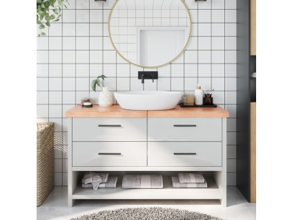 vidaXL Kúpeľňová doska bledohnedá 140x60x(2-6) cm ošetrený masív
