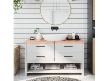 vidaXL Kúpeľňová doska bledohnedá 140x50x(2-4) cm ošetrený masív