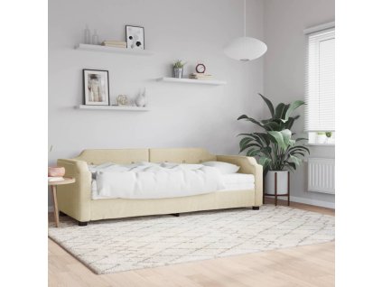 vidaXL Denná posteľ s matracom krémová 100x200 cm látka