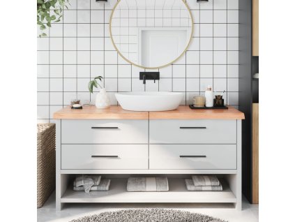 vidaXL Kúpeľňová doska bledohnedá 160x50x(2-6) cm ošetrený masív