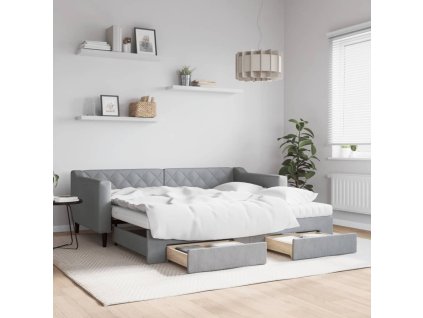 vidaXL Rozkladacia denná posteľ so zásuvkami bledosivá 90x190 cm látka