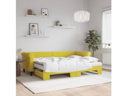 vidaXL Rozkladacia denná posteľ s matracmi žltá 80x200 cm zamat