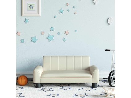 vidaXL Detská pohovka krémová 70x45x30 cm umelá koža