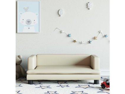 vidaXL Detská pohovka krémová 80x45x30 cm umelá koža