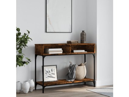 vidaXL Konzolový stolík dymový dub 100x30,5x75 cm kompozitné drevo