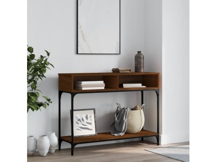 vidaXL Konzolový stolík hnedý dub 100x30,5x75 cm kompozitné drevo